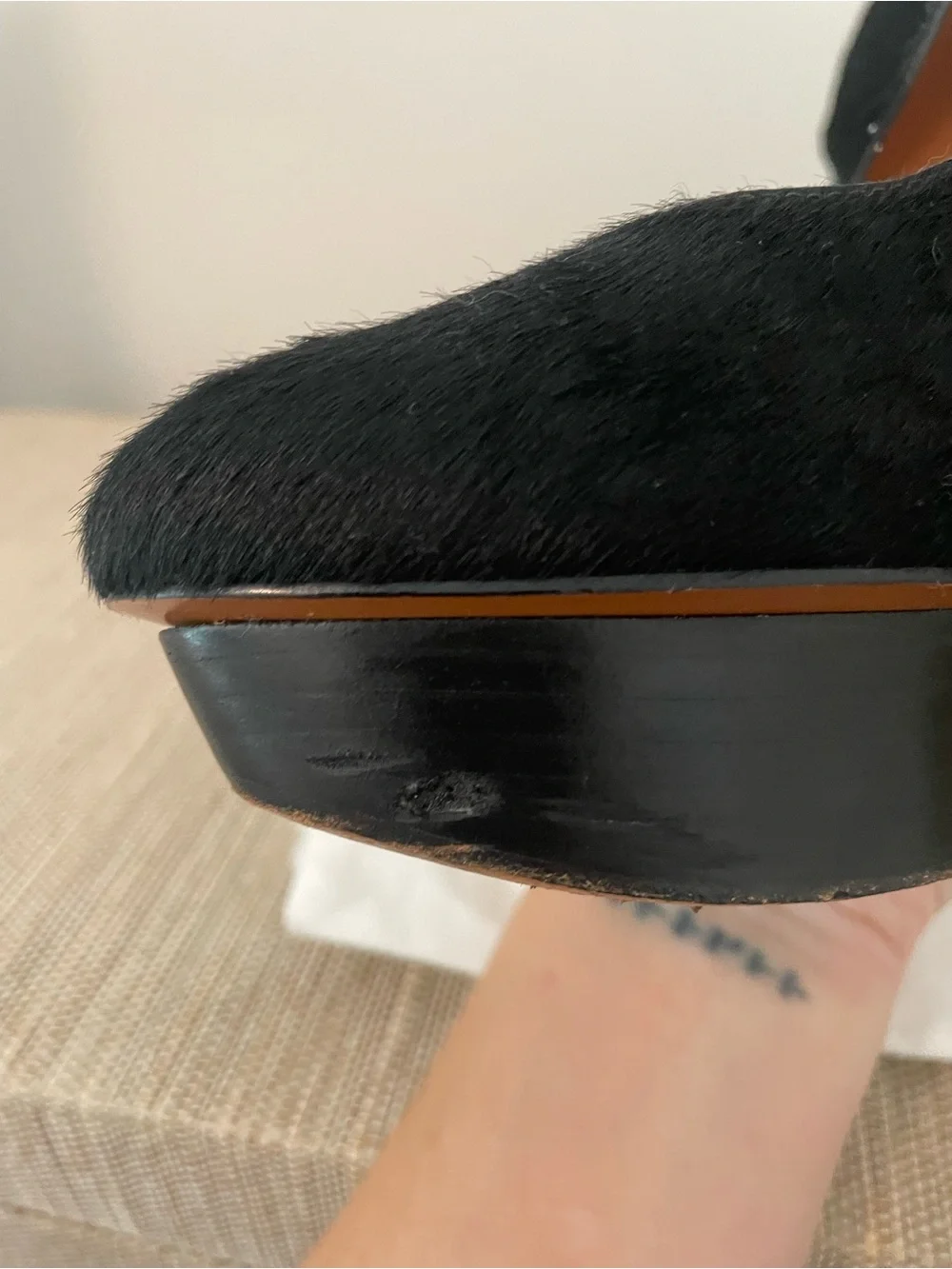 Elizabeth and James Pony Hair Platform Pump